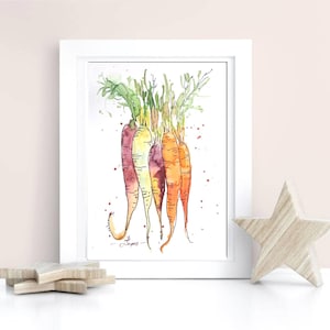 Carrot Painting Kitchen Vegetable Painting Original Watercolor Art 6X8 inch by ArtMadeIra