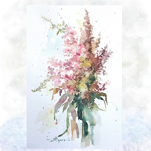 Meadow Flower Painting Original Artwork Custom Watercolor Art 7,5X11 by ArtMadeIra