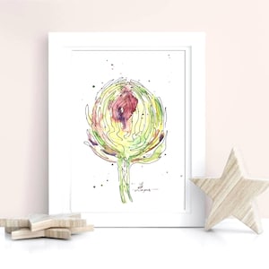 Artichoke Painting Kitchen Vegetable Painting Original Watercolor Art 6X8 inch by ArtMadeIra