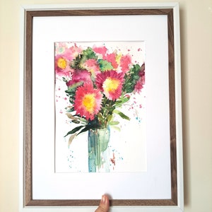 Dipinto floreale Margherita Arte originale Mese di nascita Fiore Fatto a mano Acquerello Opera d'arte 8 x 12" di ArtMadeIra