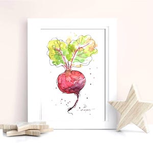 Beet Painting Kitchen Vegetable Painting Original Watercolor Art 6X8 inch by ArtMadeIra