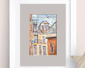Paris Painting City Original Art Roofs Cityscape Watercolor 6" by 8" by ArtMadeIra