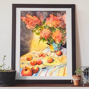 Dipinto floreale originale natura morta arte dipinta a mano acquerello autunno mele 9 "x 12" di ArtMadeIra