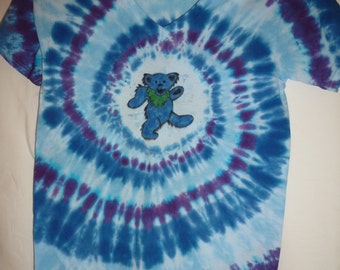 Hand Painted Tie Dyed Dancing Bear Shirt