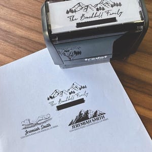 Mountains Address Stamp: Custom Hiker Gift, Housewarming Present