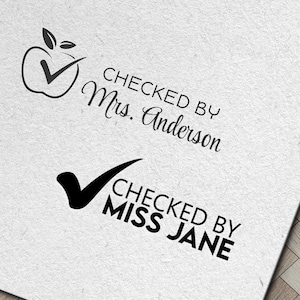 Personalized Teacher Stamp | Checked By, Self-Inking, Wood Stamp
