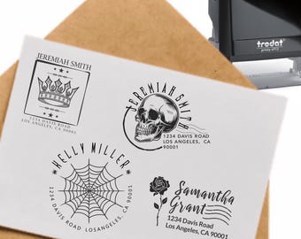 Gothic Return Address Stamp, Self inking or Wooden