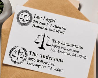 Scales of Justice Return Address Stamp: Custom Legal Self-Inking Stamp