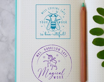 Magical Work Teacher Stamp | Your work is bee-autiful | Teacher Stamps | Customize Rubber Stamps | Customized Teacher Stamp