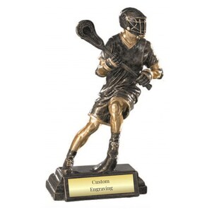 Lacrosse Action MVP Trophy with Custom Engraving - Male or Female Player - High-Energy Tournament or Team Award Gift