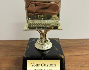 Custom Engraved Laptop Trophy: Tech Champion Award