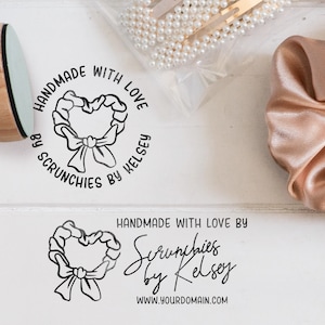 Scrunchie Tag Handmade with Love Stamp | Personalized Business Stamp | Thank You Stamp | Small Business Logo Stamp | Small Biz Branding