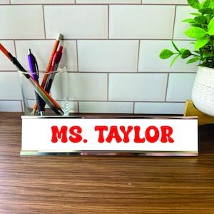 Custom Groovy Teacher Name Desk Plates | Personalized Classroom Essentials | Fun & Unique Name Signs for Teachers | Perfect Classroom Decor