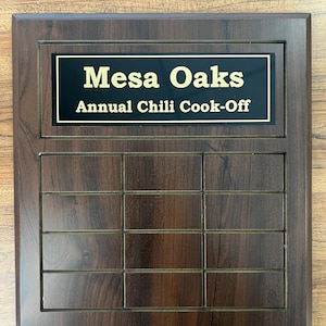 Custom Engraved Cook-Off Winner Perpetual Plaque: Culinary Competition Award