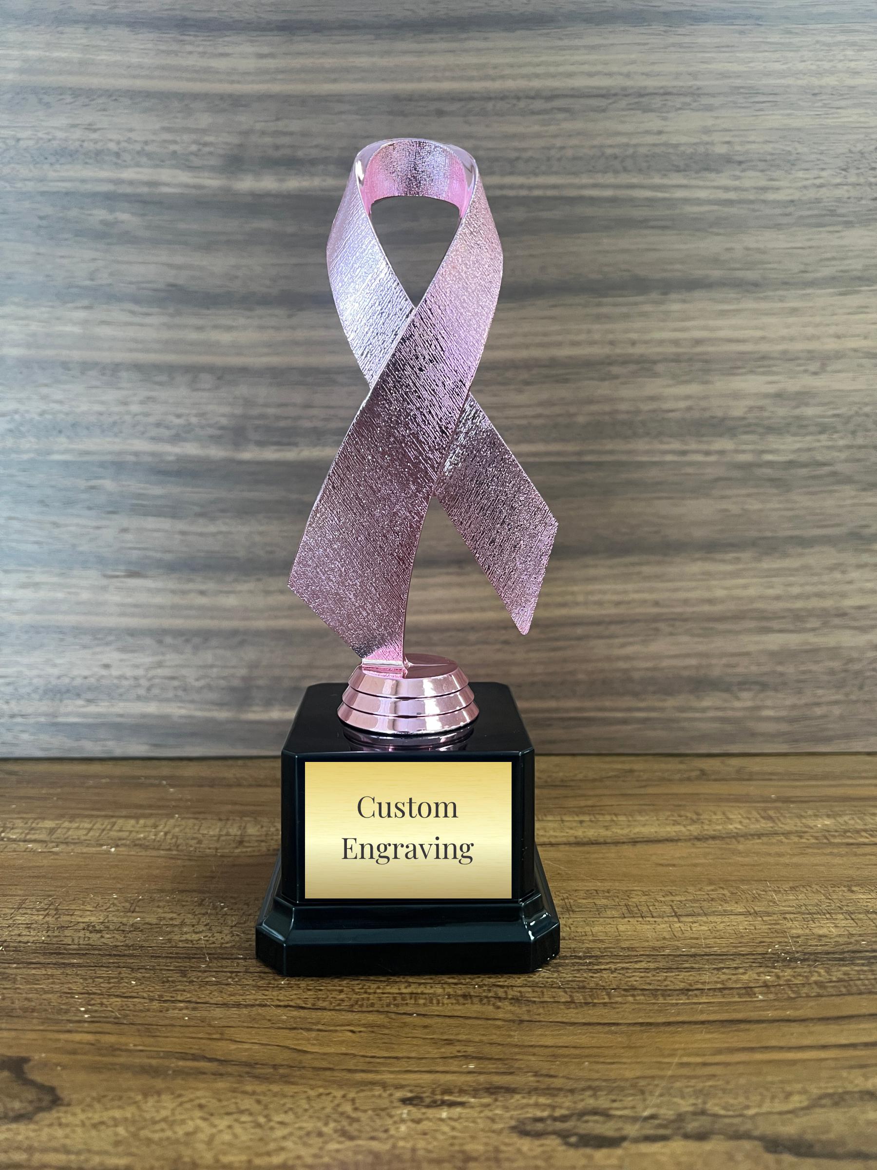 Pink Ribbon Breast Cancer Awareness Trophy – Custom Engraved Award