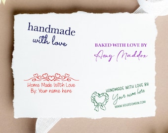 Handmade with Love Stamp: Baked by Stamp, Self-Inking or Wood Handle