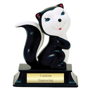 Custom Skunk Trophy | 5&quot; Resin Award with Personalized Engraving | Funny Recognition Gift | Sports, Office, Gag or Novelty Award