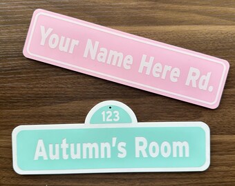 Custom Acrylic Street Sign: Personalized Road Name, Kids Room Decor