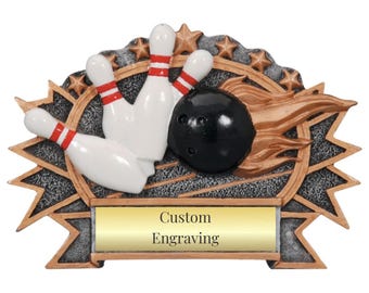 Custom Engraved Color Bowling Plaque: League Champion Award