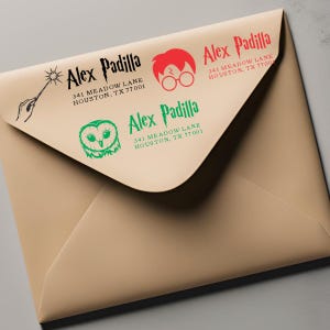 Wizard Font Address Stamp: Custom Self-Inking or Wooden Return Address