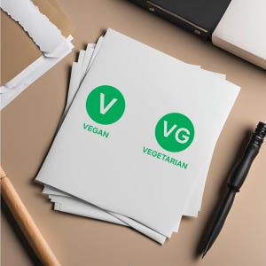 Vegan Vegetarischer selbstfärbender Stempel mit grüner Tinte - umweltfreundlicher, anpassbarer Stempel für Restaurants, Etiketten oder den persönlichen Gebrauch