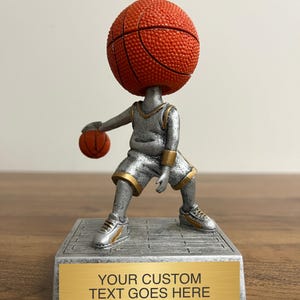 Custom Basketball Bobblehead Trophy with Engraving – Personalized Sports Award, Perfect for Players, Coaches, Teams, and Tournaments