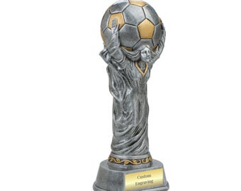 Custom World Cup Soccer Trophy with Engraving - FIFA Style Award for Tournaments, Indoor Leagues, Olympics, or Champion Gifts