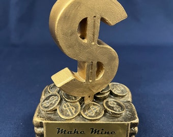 Golden Dollar Sign Award: Customizable Employee Recognition Trophy
