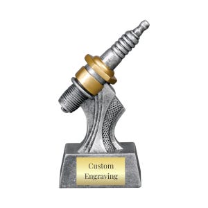 Spark Plug Trophy with Custom Engraving - Car Show, Mechanic, Racing, Garage Award - Multiple Styles - Personalized Competition Winner