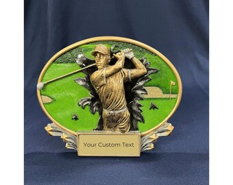 Custom Engraved Oval Golf Tournament Award: Resin Golfer Trophy