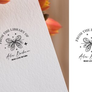 Butterfly Book Stamp | Personalized Library Stamp | Book Lover Gift | Custom Book Stamps | From the Library of Book Embosser,book belongs to