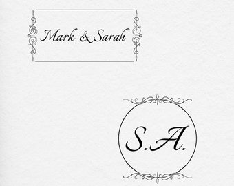 Elegant Name and Initial Stamps | Name Stamps | Initial Stamps | Wood Stamps | Custom Name Stamp | Custom Gift | Traditional Wood Stamp