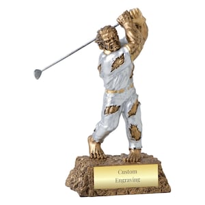 Monster Golf Trophy with Custom Engraving - Funny Golf Award for Tournaments, Country Clubs, or Gag Gifts - High-Energy Style