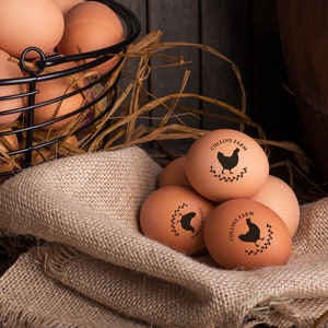 Personalized Custom Egg Stamp for Farmers | Cute Chicken Coop Egg Stamper | Homesteading, Farm Fresh Egg Marking | Hen & Chicken Egg Gifts