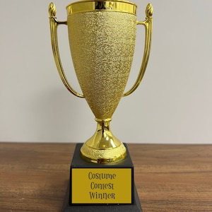 Costume Contest Winner Trophy - Free Custom Text, 5 1/2" Tall - Fun Award for Best Costume! Great Personalized Gift for Halloween or Party