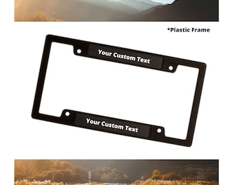 Soporte Matrícula Personalizado Con Texto Y Emojis - 2 Piezas, Resistente Intemperie, Fácil Montaje Sin Taladrar