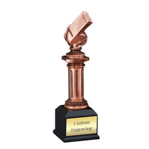 Custom Whistle Column Trophy - Coach of the Year Award - Personalized Engraving - Unique Gift for Coaches - Sports Recognition