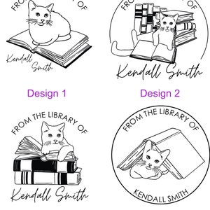 Tampon de livre de chat personnalisé, Tampon de bibliothèque pour la maison Chat avec des livres, Tampon de bibliothèque personnalisé pour les amateurs de livres et de chats, Tampon Ex Libris, Amoureux des chats