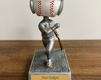 Custom Baseball Bobblehead Trophy - Unique MVP Awards, Team Recognition, Little League, Tournaments & Fun Gifts - Personalize Yours Today