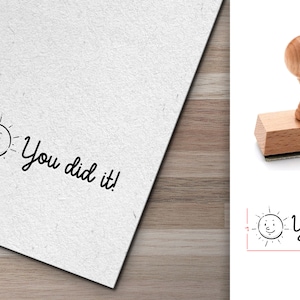 You Did It! Teacher Stamp - Cute Smiley Face Sun Design, Classroom Grading Stamp, Teacher Appreciation, Self-Inking or Wood Stamp
