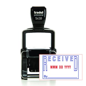 Received Dater Stamp Trodat 5430 - Blue & Red Two-Color Ink - Self-Inking Office Date Stamp - Durable and Easy to Use for Documents and Mail