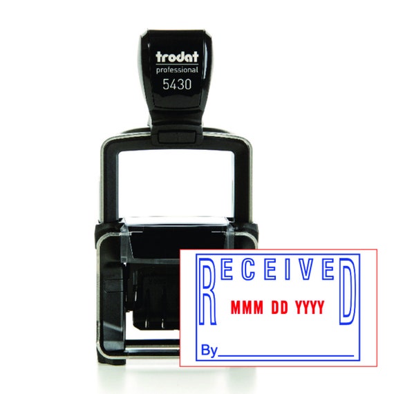 Trodat 5430 Professional Self-Inking Date Stamp With "Received" - Blue/Red 2-Color Ink