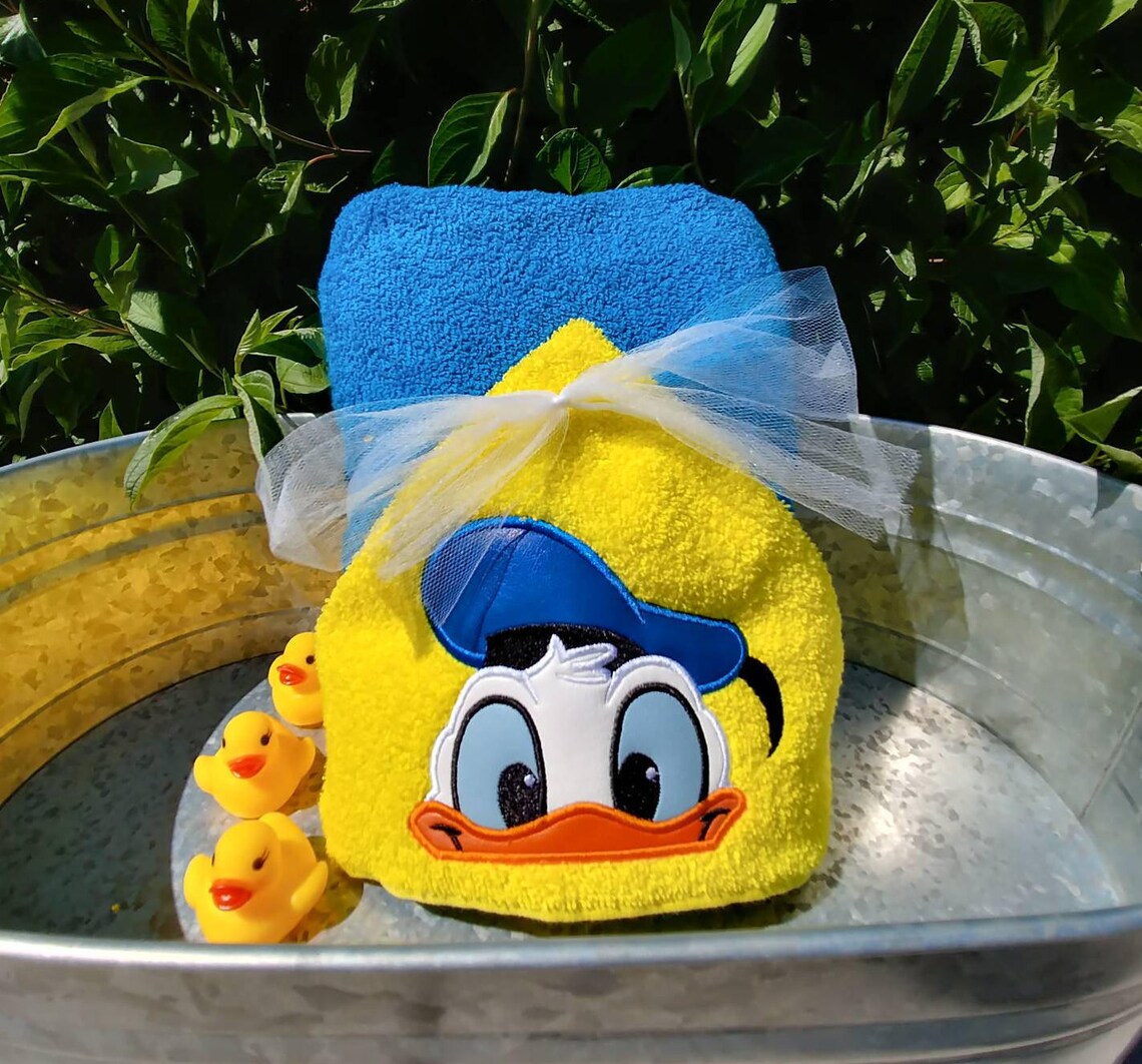 Duck Hooded Towel Character Inspired Bath Time Pool Etsy