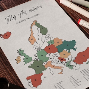 Bearbeitbare Europa Verkaufskarte Malseite, Canva Europa Road Trip Karte, Europa Verkaufskarte Tracker, Europa Bestellung Tracker Karte, Orte, an denen ich Karte war