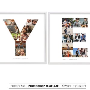 Collage de fotos con la letra E, collage de fotos del alfabeto, E entre las letras de ti, forma de foto con E, decoración de pared con arte con la letra E, marco de fotos con la letra Y