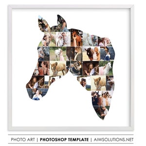 Horse Photo Collage Gift, Horse Gift, Horse shape , Horse Decor, Horse Print, horse art, Horse Head Photo collage