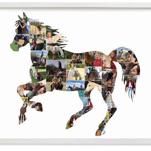 Horse Running Photo Collage Gift Horse Gift Horse Shape Etsy