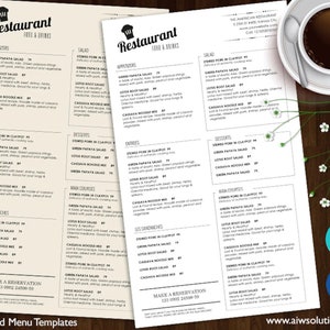Plantillas de menú de comida de Canva, plantilla de menú de restaurante imprimible, plantilla de menú de boda, plantilla de menú de comida, plantilla de menú de bar DIY