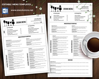 wine list template etsy wine list template
