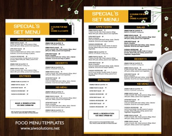 food menu templates printable restaurant menu template etsy